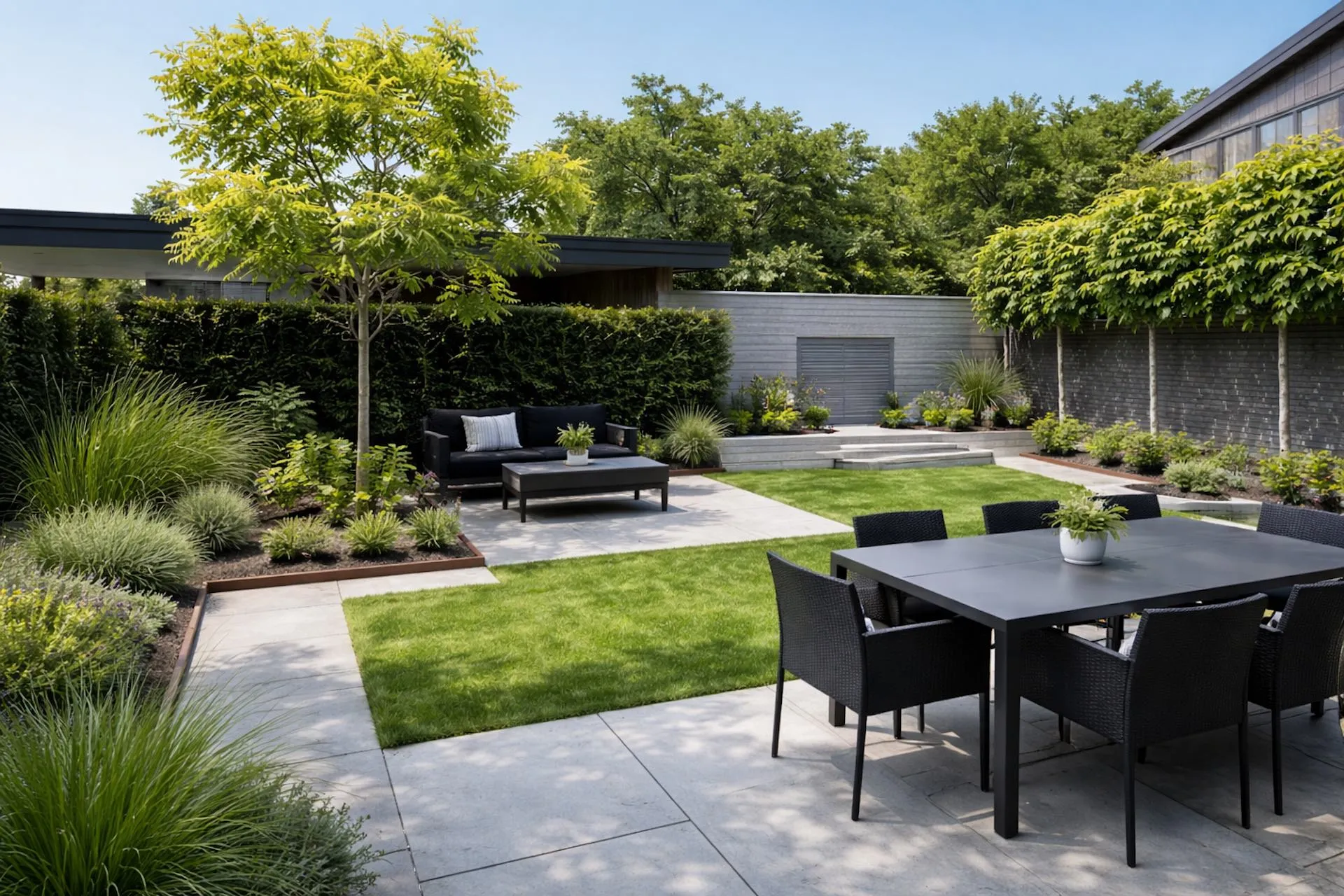 Jardin minimaliste contemporain aménagé à Pérols